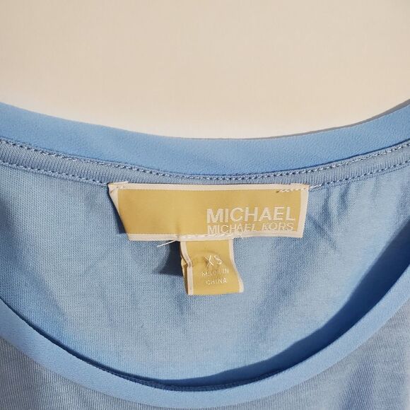 MICHAEL MICHAEL KORS Womens XS light blue tank with sheer ruffles - Picture 3 of 3